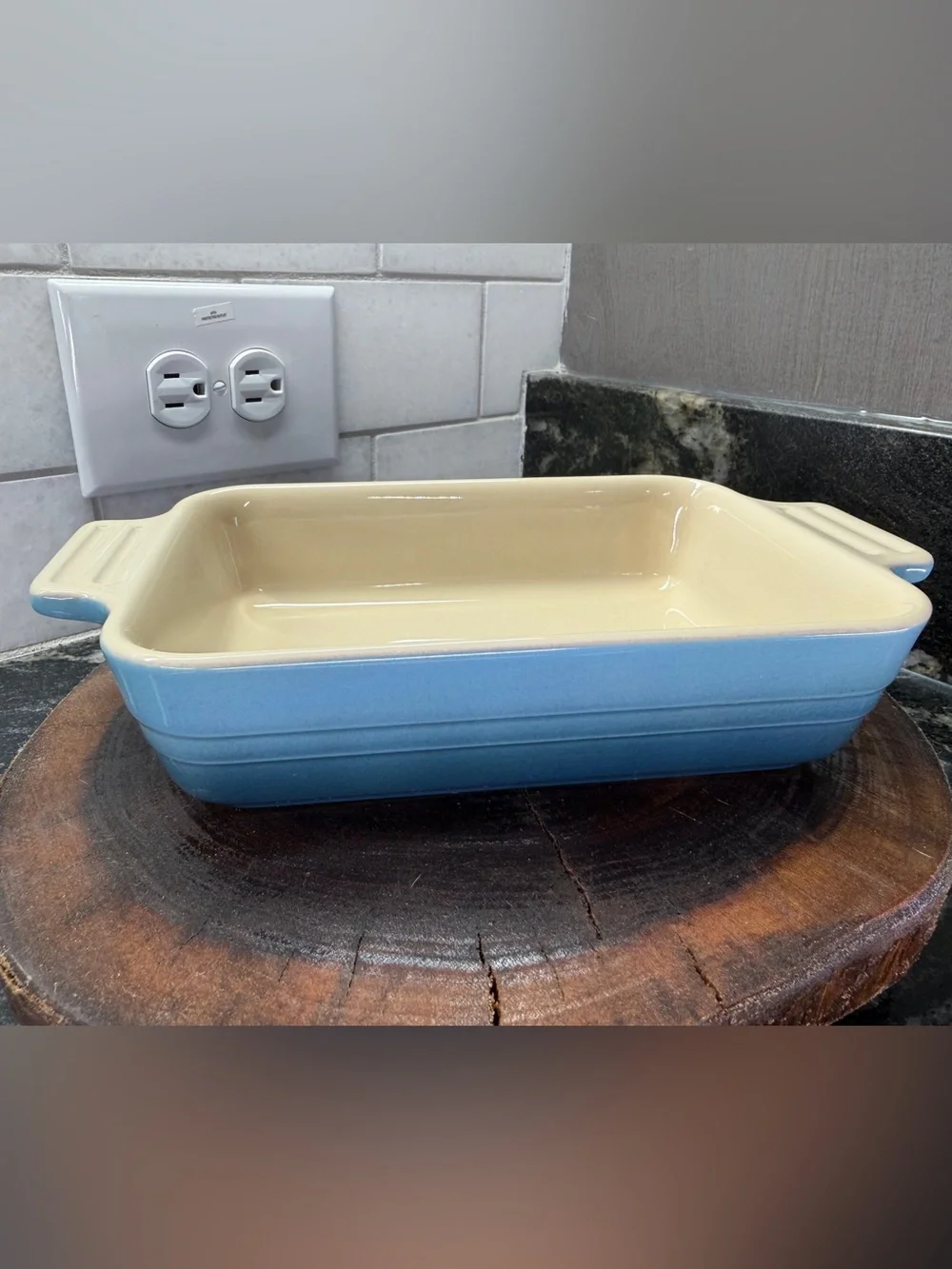 NEW Le Creuset Marine Blue 18cm Rectangular Baking Dish 7x5 Stoneware Rare